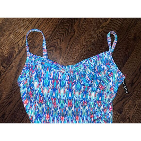 NWT Jantzen Women's Multicolor Ruched One-Piece Swimsuit Size‎ 18 - Picture 3 of 6